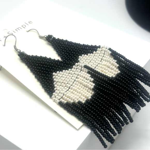 Beaded Fringe Earrings in Concha - Picture 4 of 4